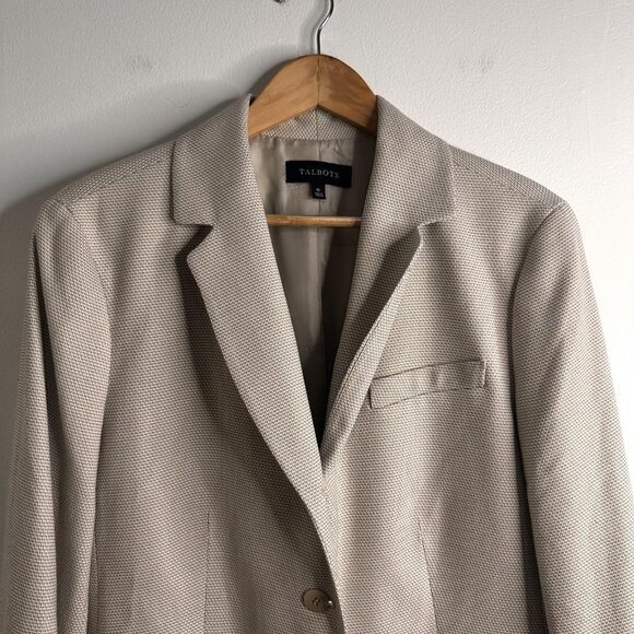 Talbots Blazer Womens 16 Textured Two Button Lined Suit Jacket Career Office - Picture 2 of 12